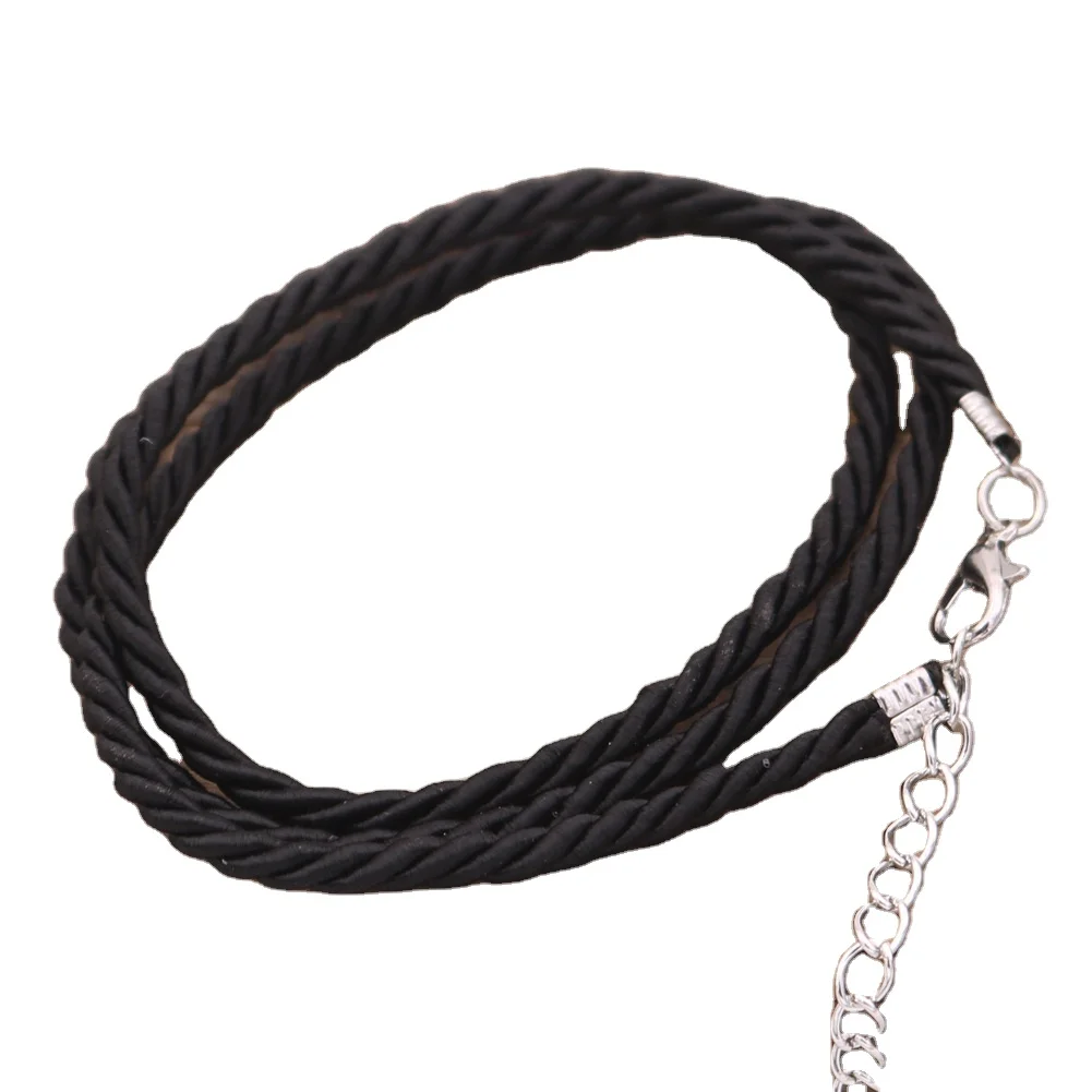 Waxed Cotton Cord Rope Chain Necklace With Extender Lobster Clasp Diy Jewelry Making Accessories