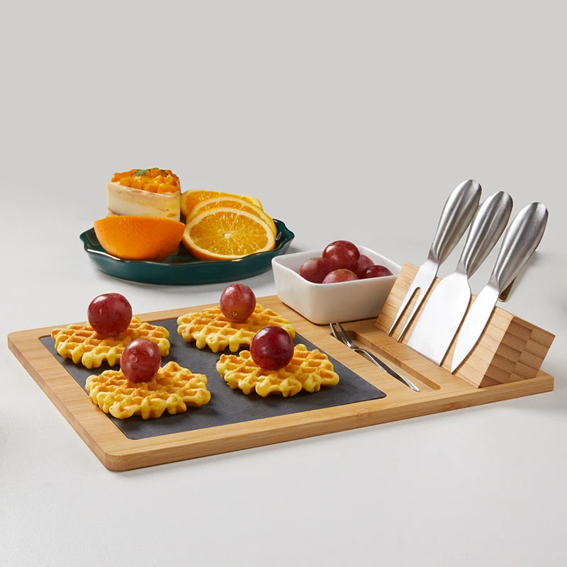 European-style Tableware Steak Bread Pizza Plate Bamboo Mini Slate Cheese Board