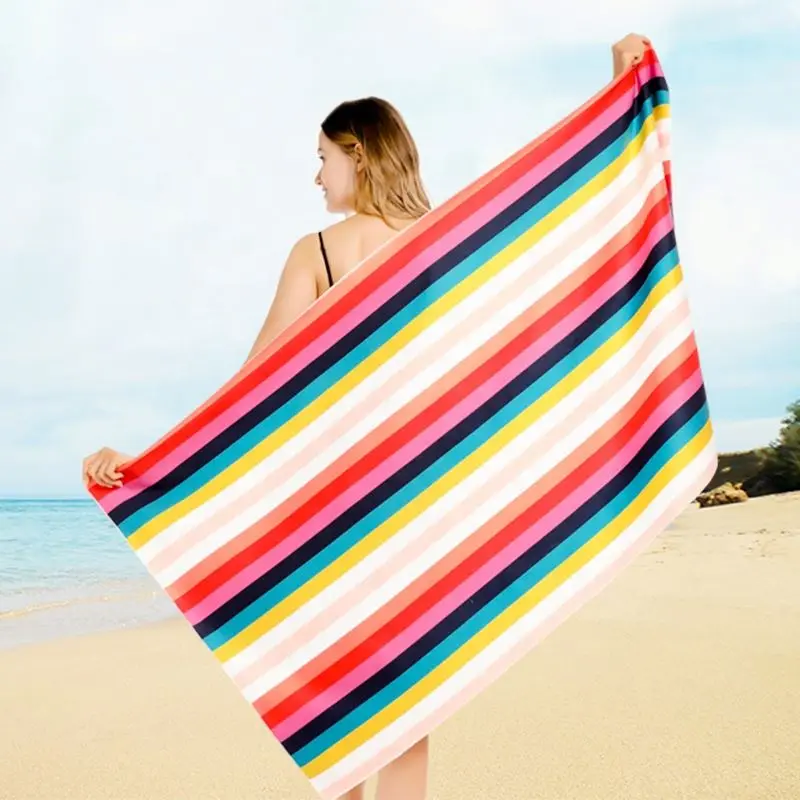Promotion Microfiber Wholesale Sublimation Digital Printed Large Size 60*180cm Custom Stripe RPET Beach Towel