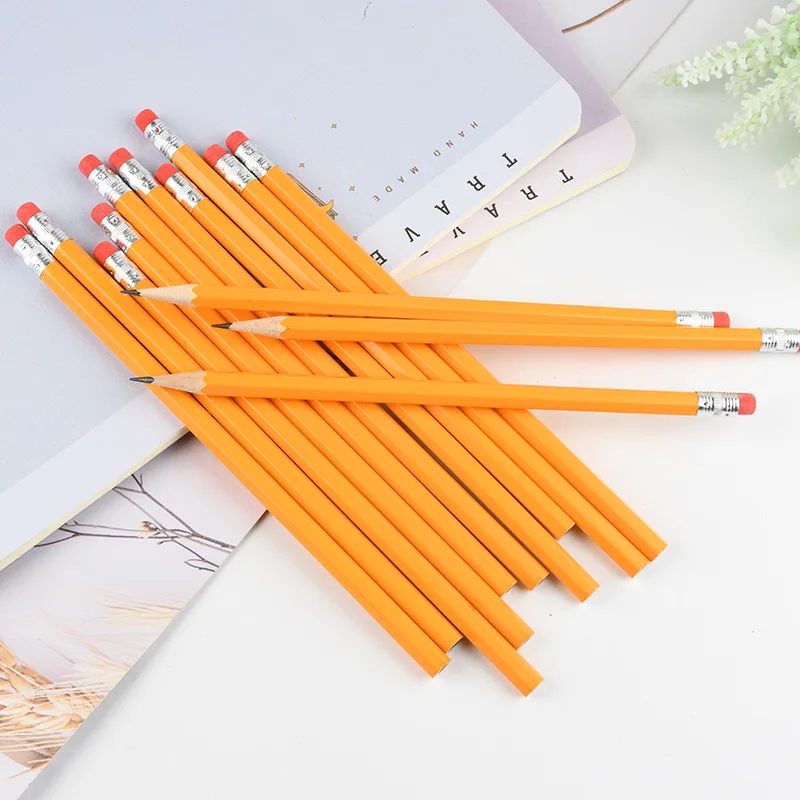 Premium Quality HB Yellow Log Holder Pencils With Erasers School Office Rubber Pencil For Writing Drawing Sketching