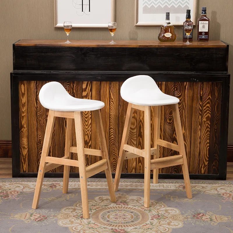 
Bar Stool High Kitchen Counter Chair Retro Leather PU Fabric Wooden Rustic Classic Cheap Industrial Vintage Stool Bar With Back 