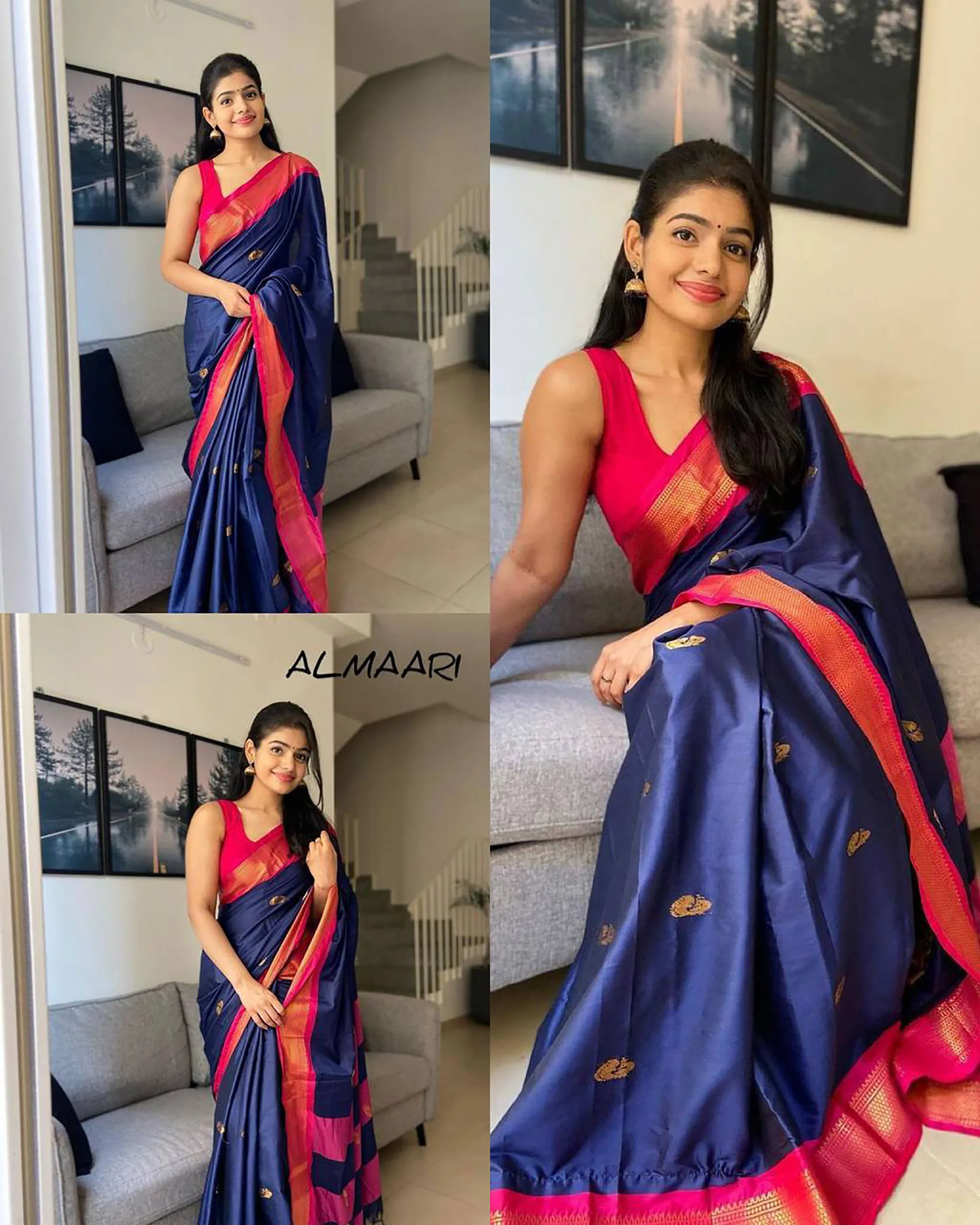 Indian Beautiful Banarasi Soft Silk Saree Pure Banarasi Golden Zari Weaving Work With Blouse Pieces Traditional Wear Saree