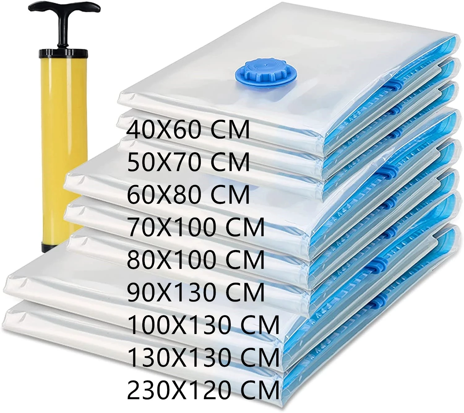 DS1276 Travel Vacuum Compression Storage Bag Foldable Dustproof Vacuum Sealer Bag Transparent Vacuum Storage Bags with Hand Pump