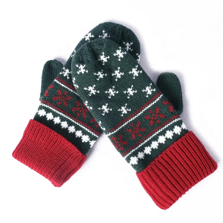 Wholesale Christmas Jacquard Colorful Comfortable Warm Knitted Unisex Winter Gloves