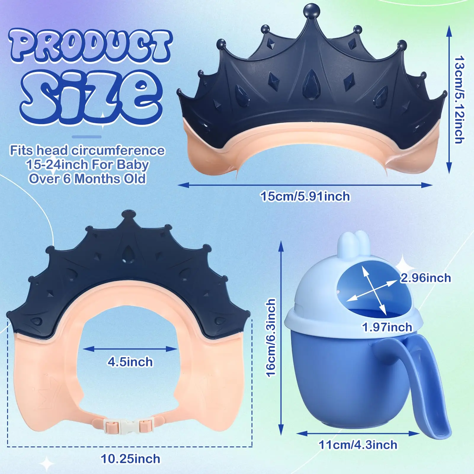 Soft Cap Baby Shower Hair Washing Hat for Kids Ear Protection Adjustable Head Cover Shield Safe Children Shampoo Bathing Shower
