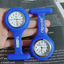 Custom 15 Colors Available Print Nurse Brooch Fob Colorful Portable Waterproof Quartz Po Pocket Watch Fob Silicone Nurse Watch