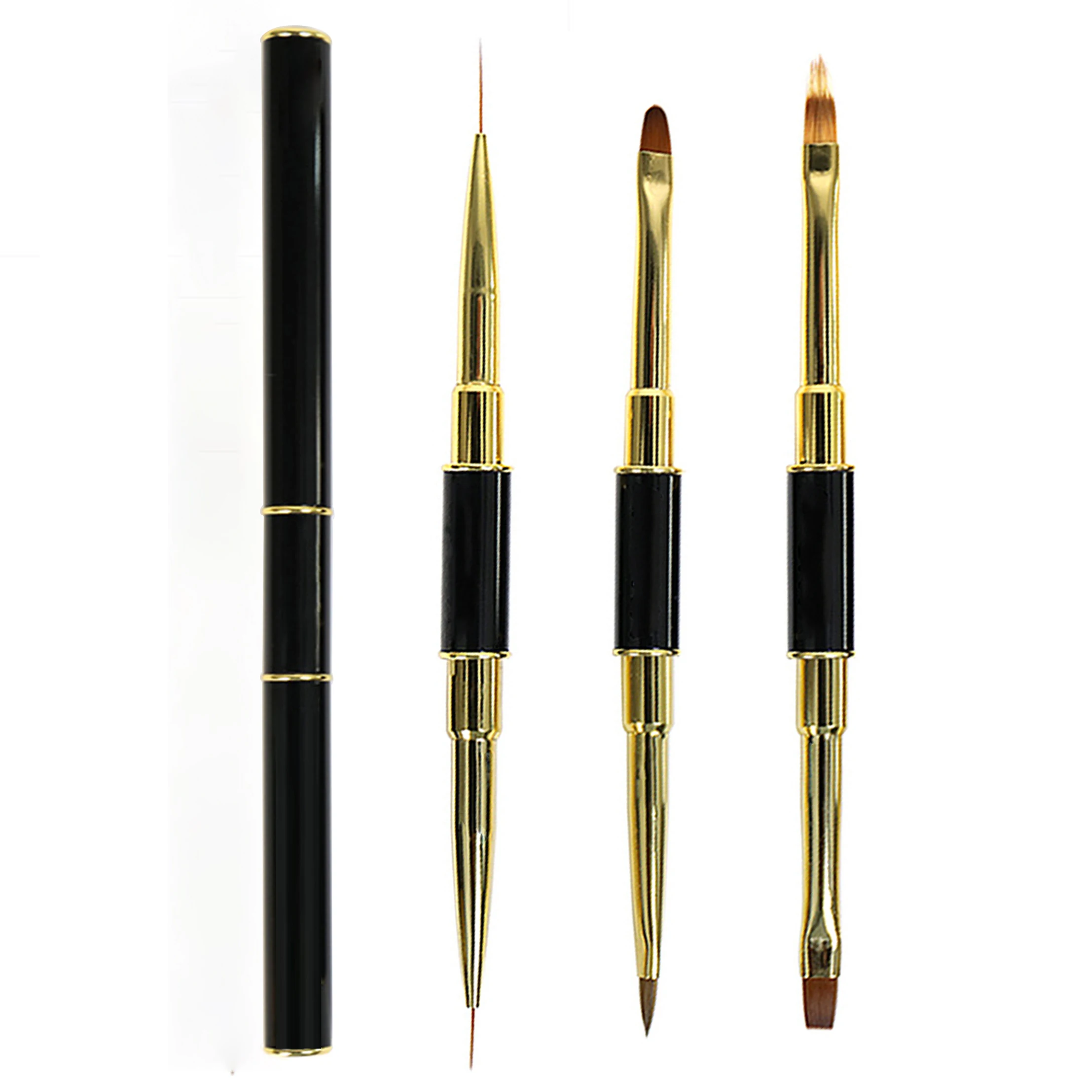 New Metal Handle Two Sides Synthetic 3D Striper UV Gel Nail Art Brush