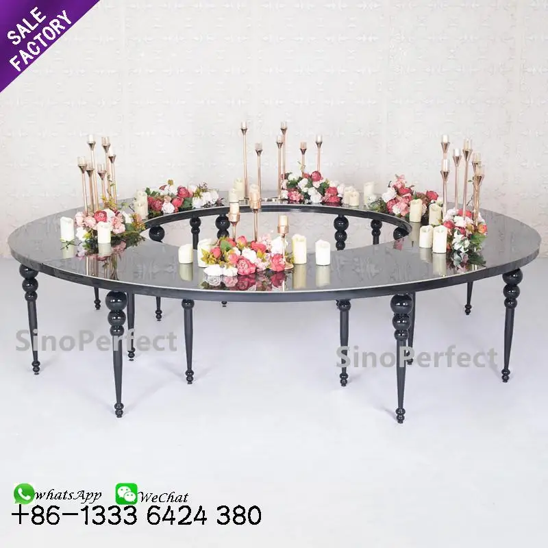 Good Select Hotel Dining Furniture Glass Top Stainless Steel Big Modern Gold Table Round Wedding For Event
