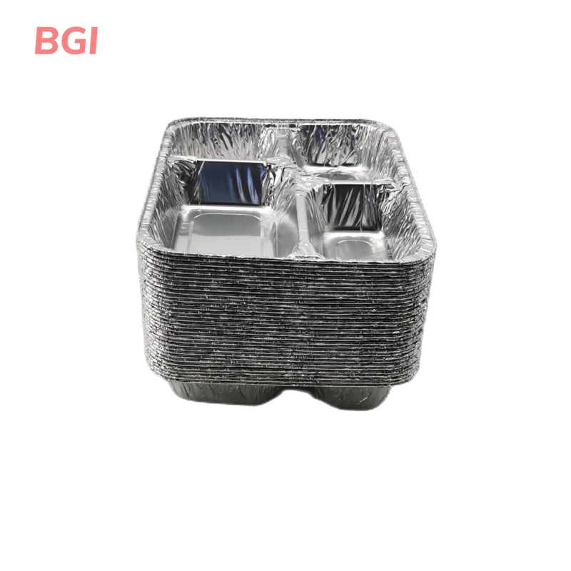 Newest Design Square Shape Colored Aluminum Foil Food Container With Lid Disposable Eco-friendly Home Kitchen Backing