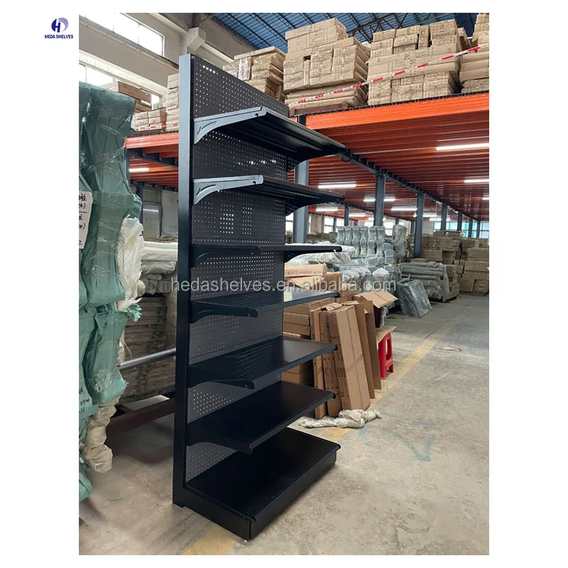 Adjustable Cold-Rolled Steel Gondola Shelving Metal Supermarket Shelf Store Display Shelves Retail Shelving Units Store Display