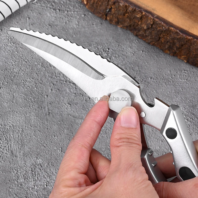 High Quality Wohle Stainless Steel  Bone Scissor  Chicken Scissors Kitchen Shear with Bottle Opener Walnut Cracker