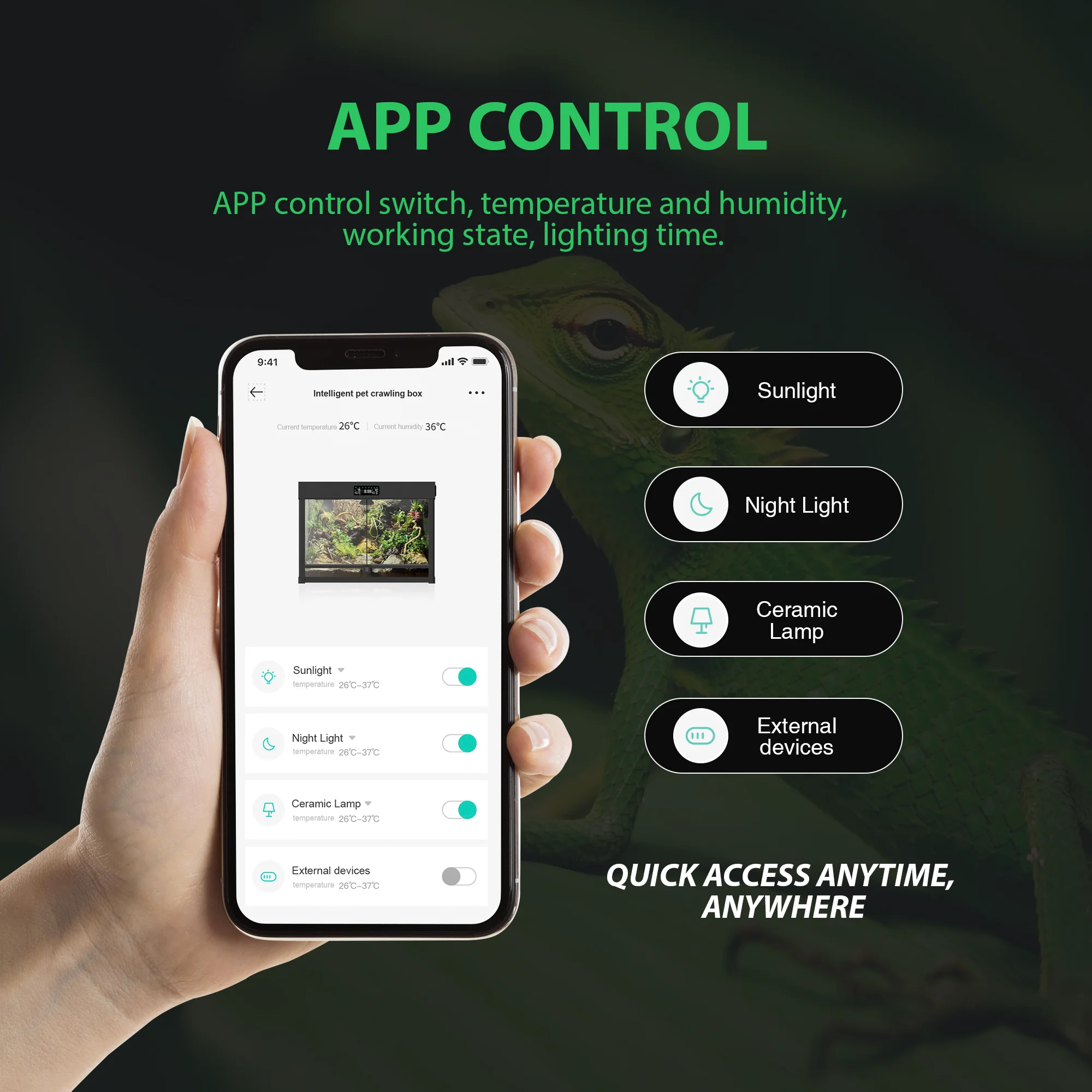 Smart Reptile Terrarium Factory Direct Enclosure Reptile Habitat with APP Control Reptile Tank Snake Gecko Lizard Terrariums