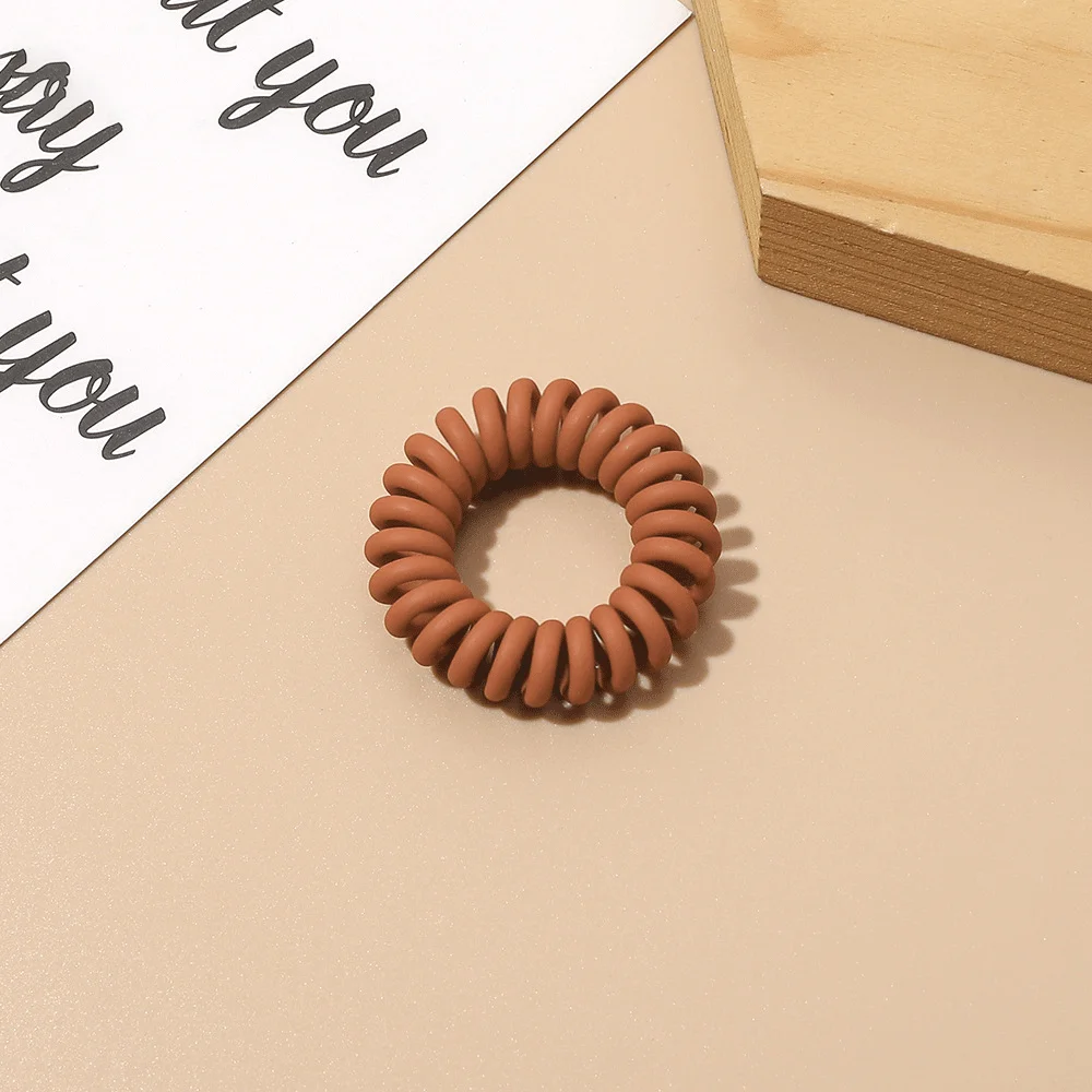 Wholesale Korean design warm color matte telephone wire hair band simple style elastic telephone cord coil hair ties