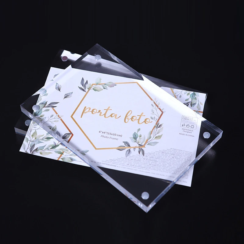 Custom Sizes Double Sided Rectangle Block Transparent Clear Magnetic Picture Frame Acrylic Digital Photo Frame
