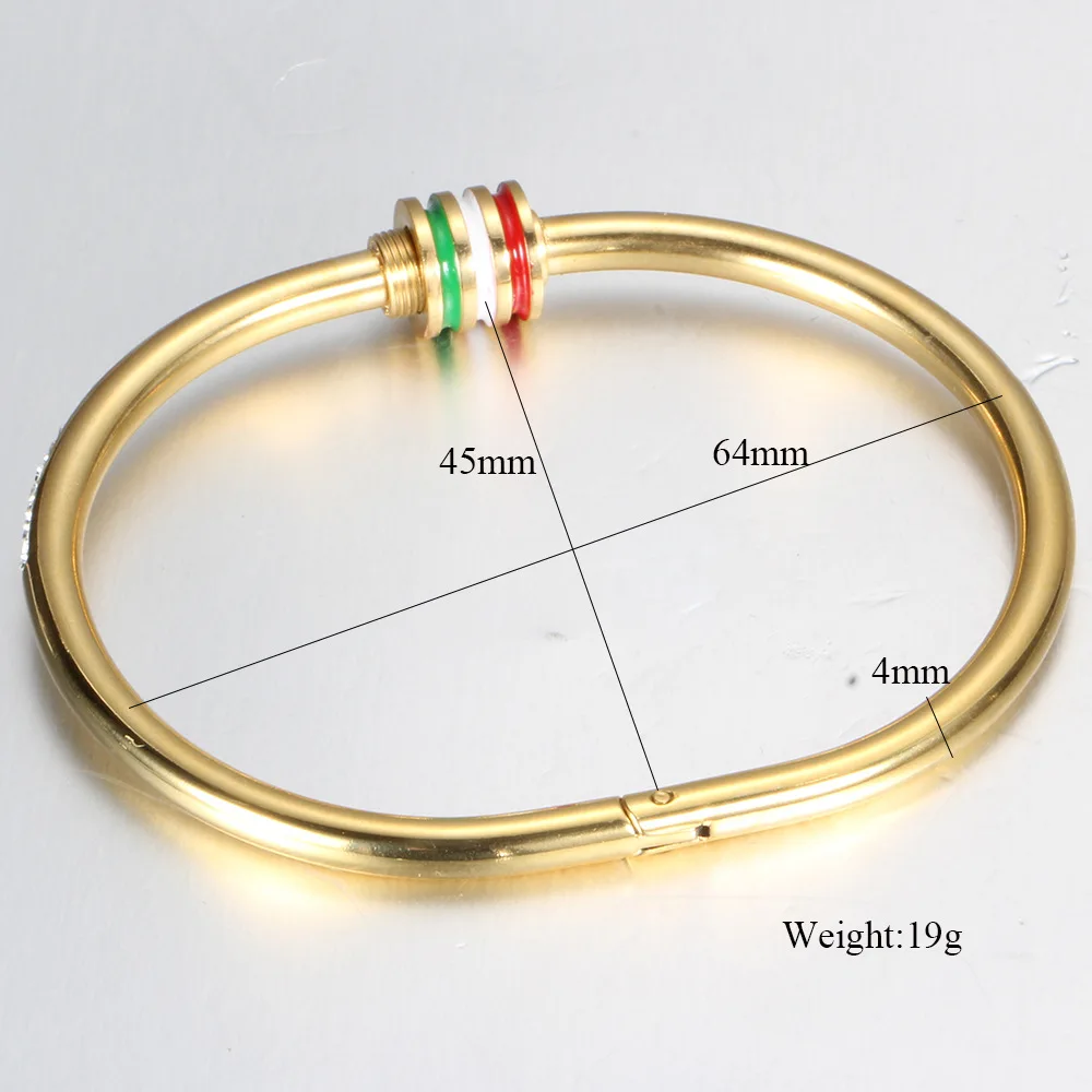 Jewelry Italian Bangles Fashion Women For Stone Charm Enamel Crystal Steel Stainless Friendship Girls Bracelets