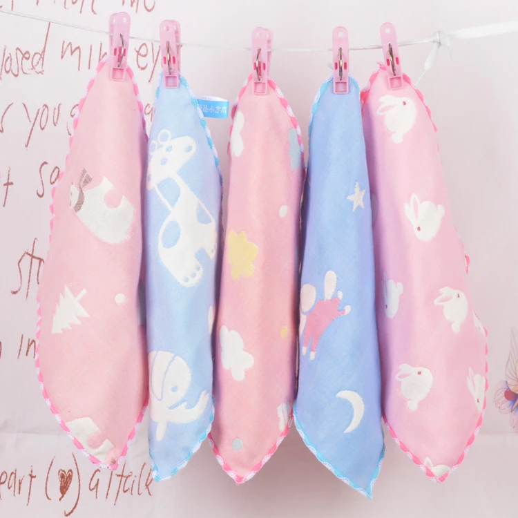Cartoon Design Super Soft Kindergarten Mini Towel Small Square Children Handkerchief Kids Face Hand Towel