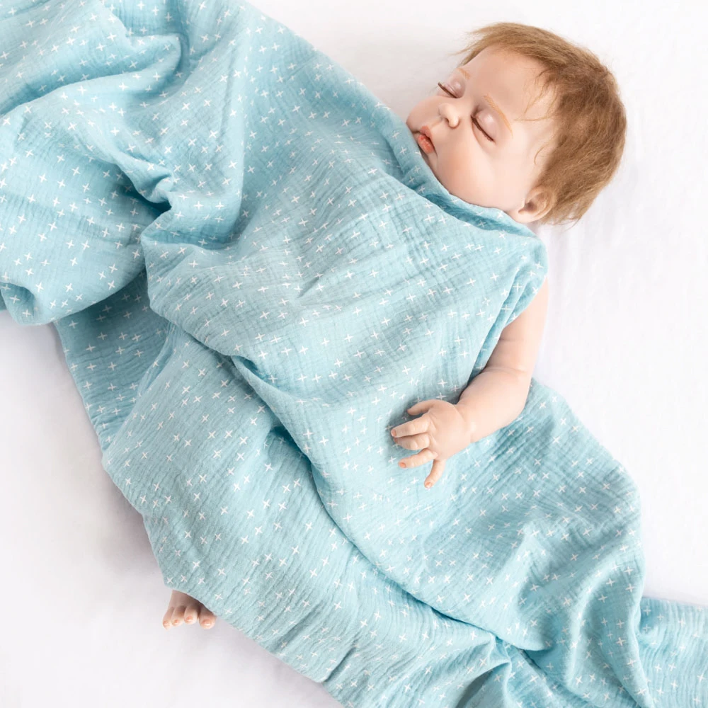 Woven techincs organic cotton custom print baby muslin blanket