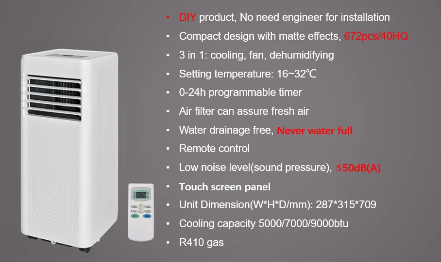 5000-12000btu cooling mini mobile air conditioner portable