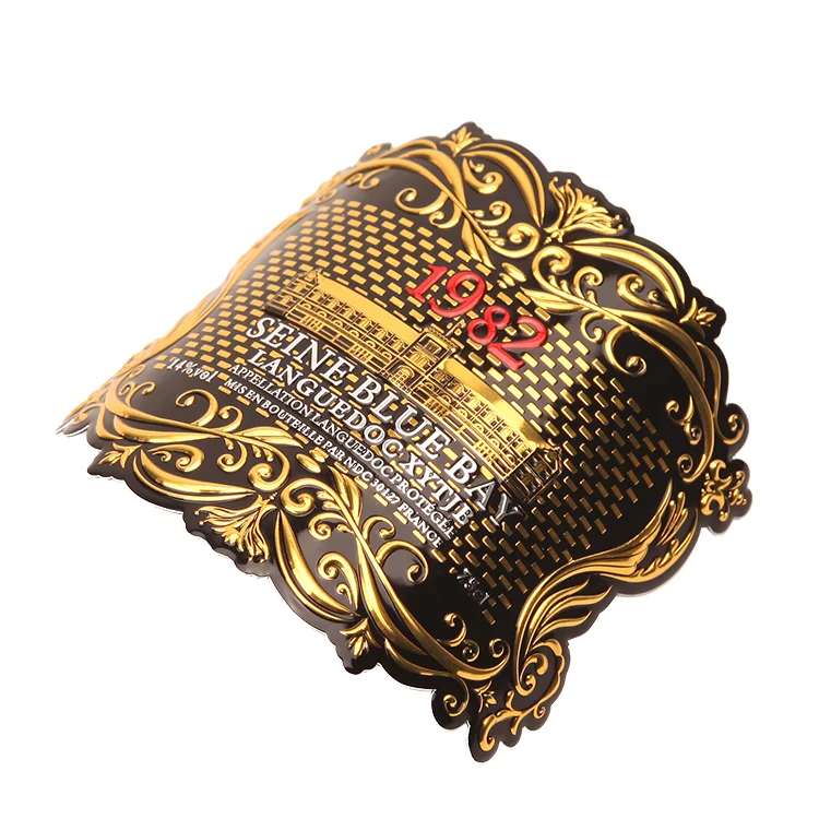 Promotional Personalized Stickers Custom Adhesive Wine Bottle Metal Labels