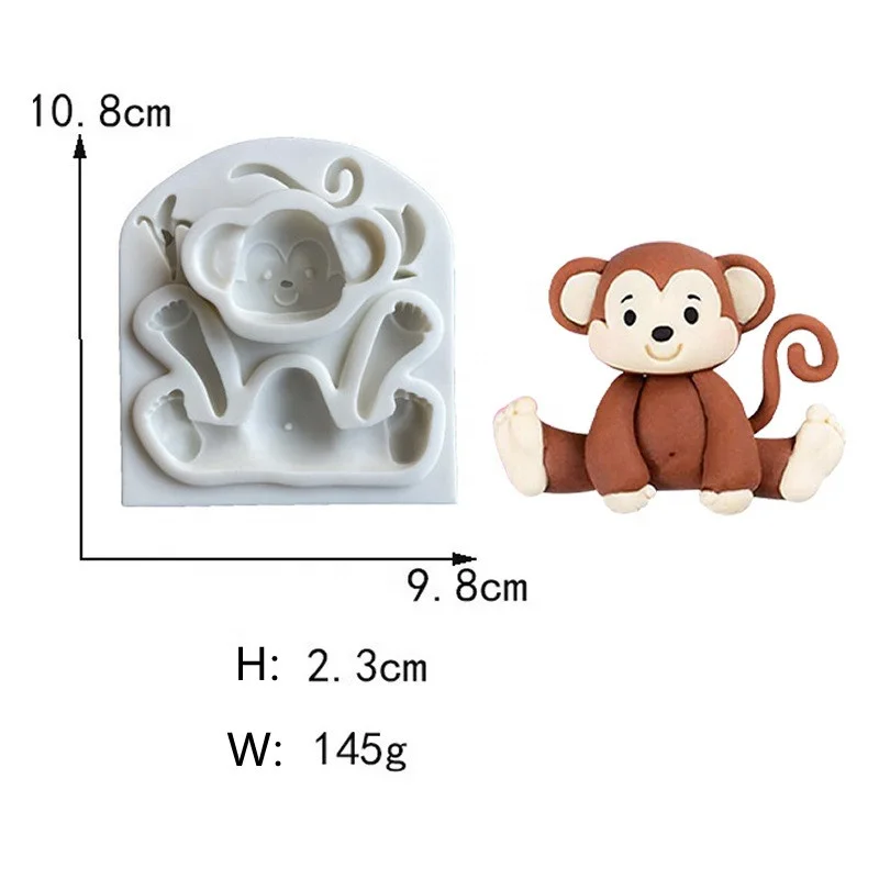 Custom Cartoon Silicone Mold Baked Lion Giraffe Elephant Bear Monkey Chocolate Fondant Molds Cake Decoration Tools Resin Molds
