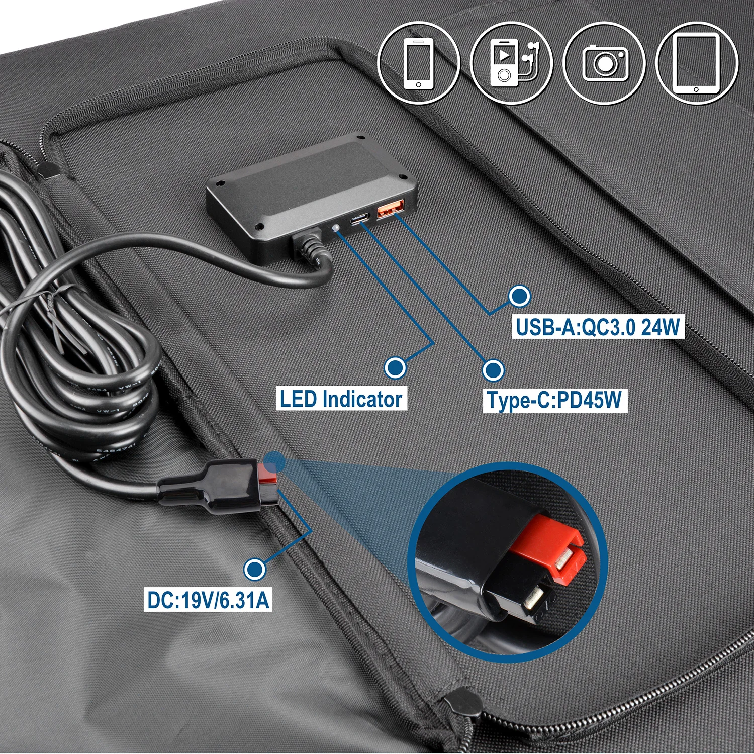 120W Unisex Fashion Foldable Sports Bag Supply Charging Waterproof Travel Hiking Solar Panel Backpack Camping For Men And Women