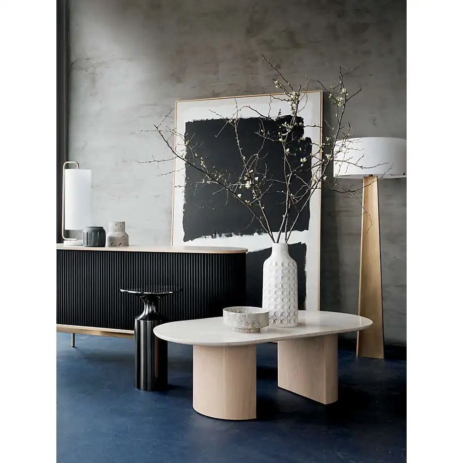 Huaxu Luxury Custom Design Postmodren Live Room Natural Marble Travertine Coffee Table