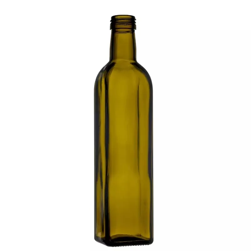 Berlin Packaging Customized Capacity Food Grade Small Square Marasca Amber Olive Oil Bottles Luxury Oil 250ml Glass Bottles