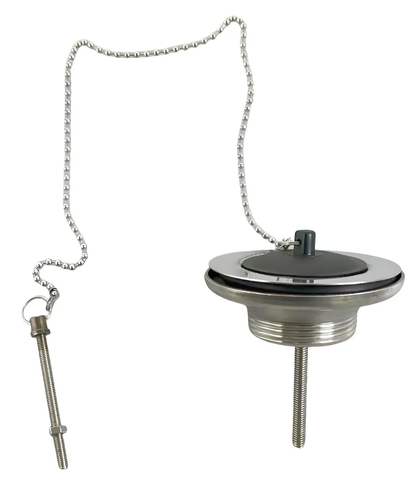 Kitchen  G1 1/2 Stainless Steel Sink Strainer Water Drainage Stopper with Rubber Plug&Chain