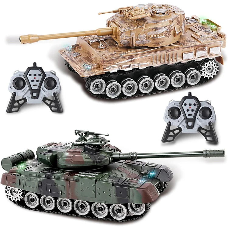 Children High quality 2.4GHz Simulation RC Tank With Music Lights Remote Control Radio Fight Toy Military Model for Kids