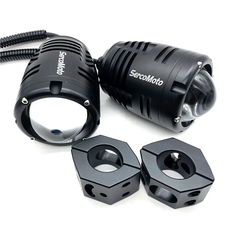 Sercomoto  led motorcycle headlight 25W motorcycle led projector light u7 led with colorful angel eyes for universal motor