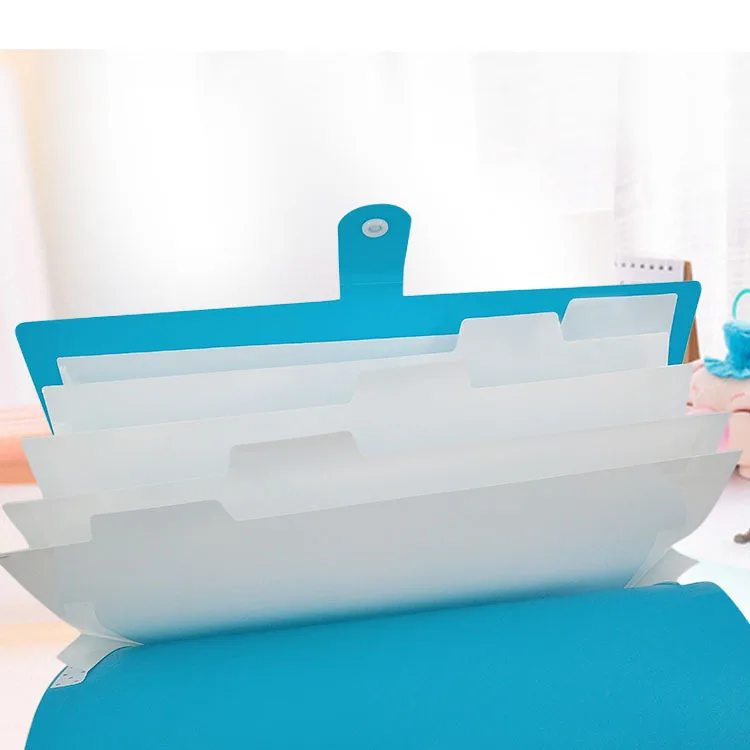 POLY PP Plastic Expanding Folders 13 Pockets Accordion With Handle And Cloth Edge File Bag