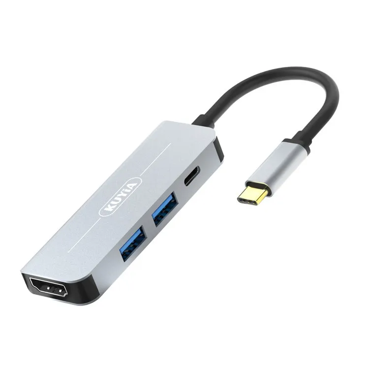 KUYIA Type C Male to HDMI*1+USB3.0*2+PD HDMI Female Output Hub Converter Supports 4K