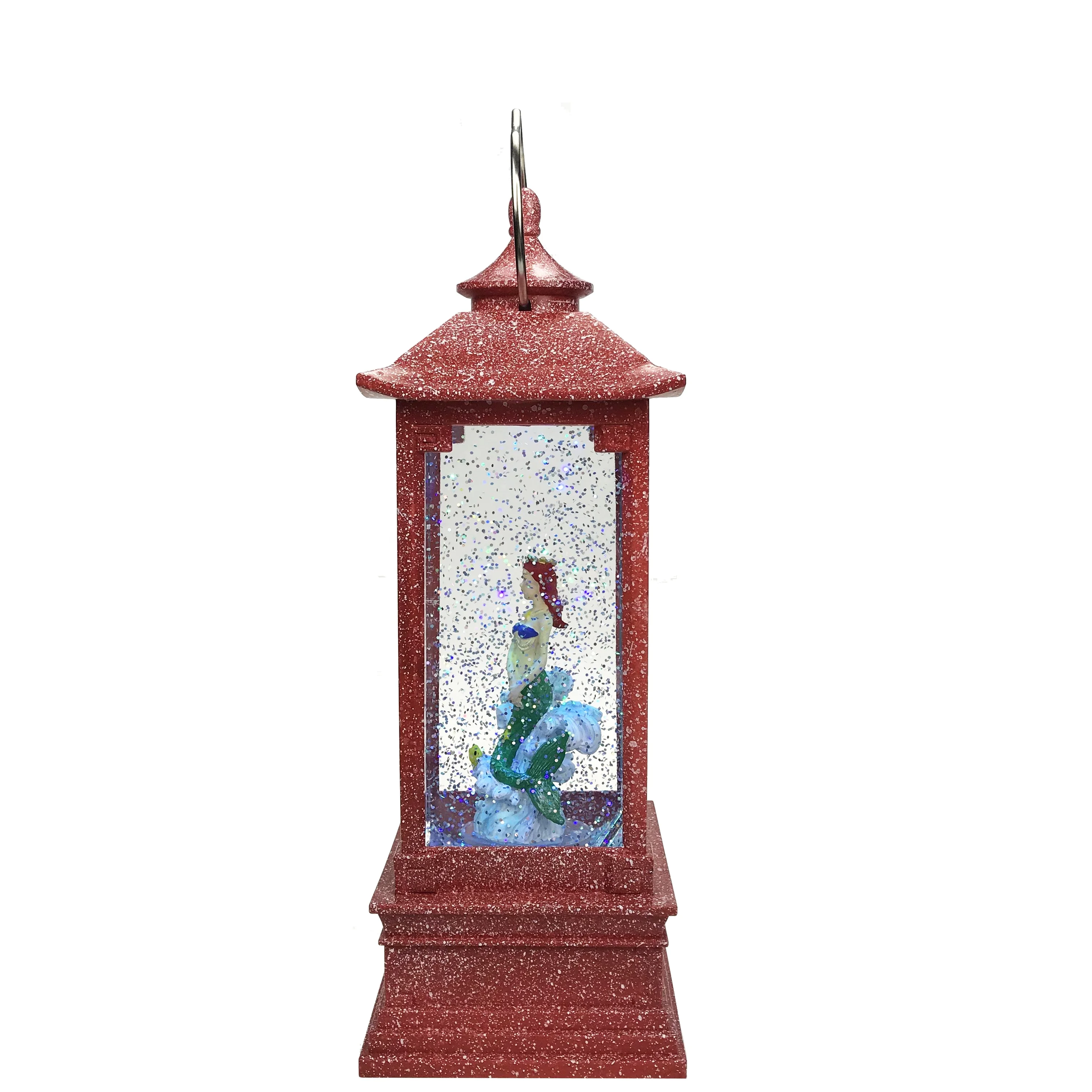 Acceptable Customization and Timer Ocean series decoration Customized  Light Up Glitter Swirling mermaid led lantern water globe