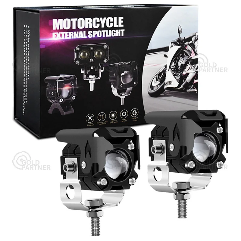 New led fog lights for motorcycle 50w dual color high and low beam led motorcycle head light