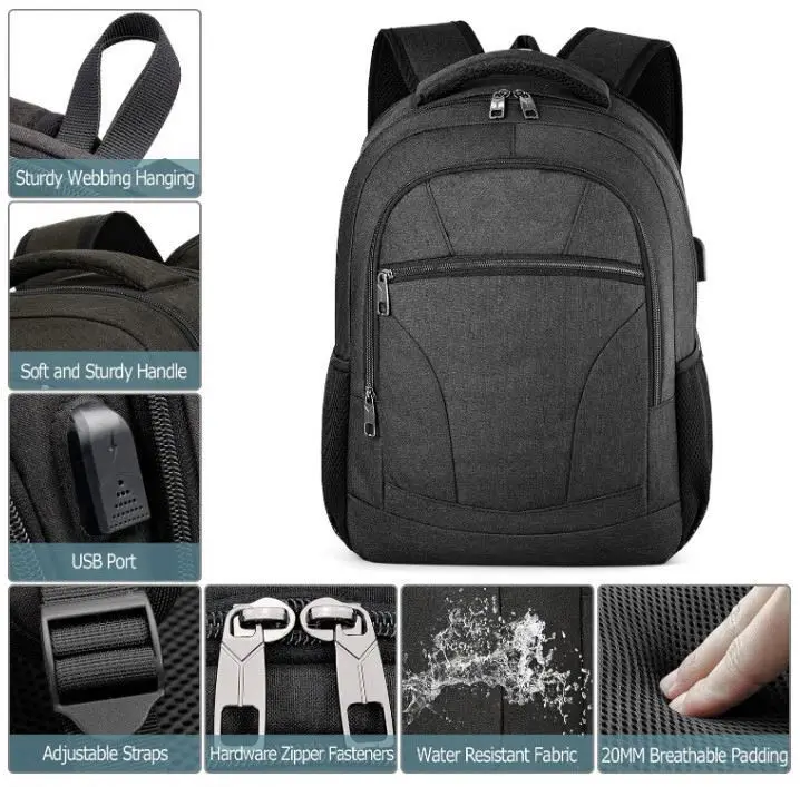 Free sample 2024 Wholesale Factory School Bag  Travel Multi Function  Large Capacity Computer Backpack For Unisex