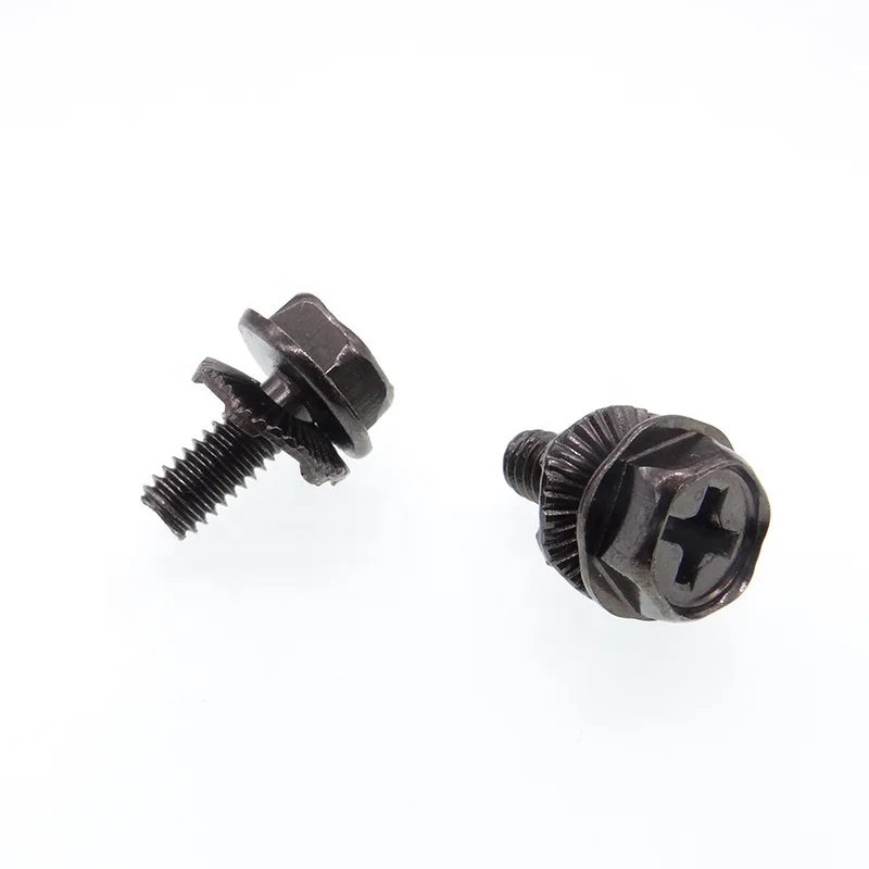 KINGTOWER Customization Fastener Terminal Block Screw With Washer Cross Slotted Pan Head Combination Screw