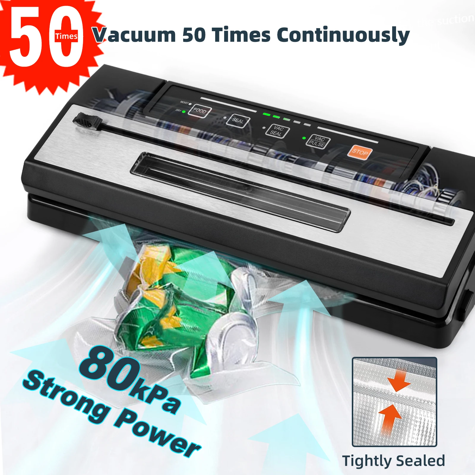Hot Sales Kitchen Fresh Food Meat Saver Automatic Vacuum Sealer For Packing With Visible Chamber Window