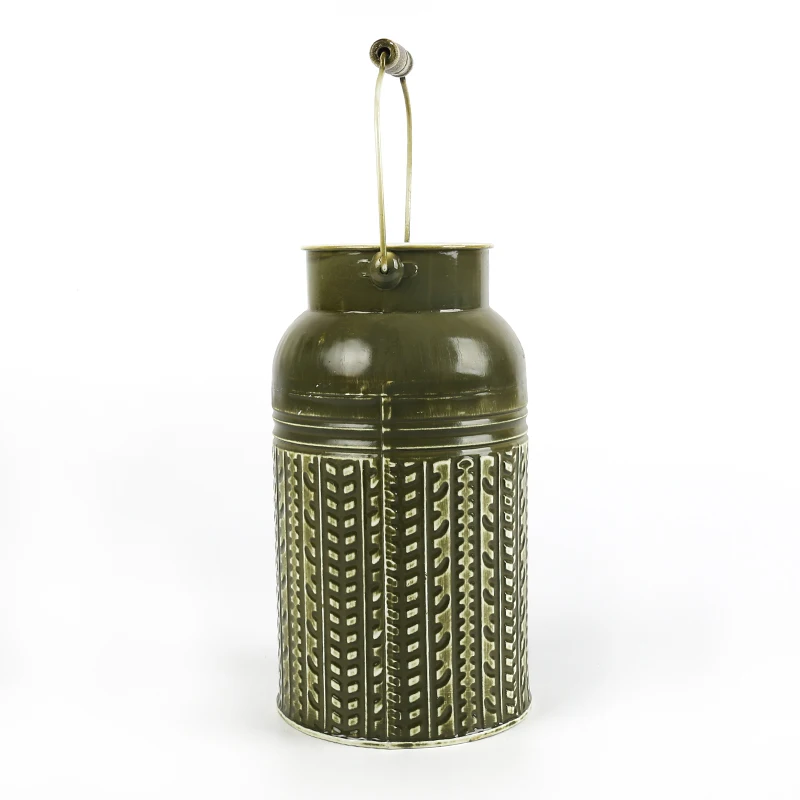 Galvanized Garden Grand Vase Flower Pots Minimalist Metal Iron Slim Bucket Medium Metal Galvanizedno Handle Plant Spring