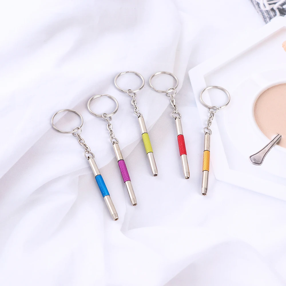 Новый стиль, многоцветный Мини-отвертка для очков с брелоком