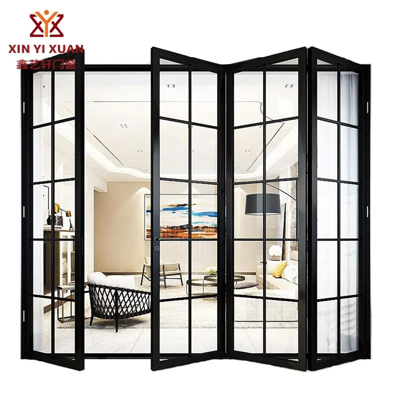 
Guangzhou Manufacturer modern interior glass doors aluminum glass folding door frame material Bathroom folding doors 