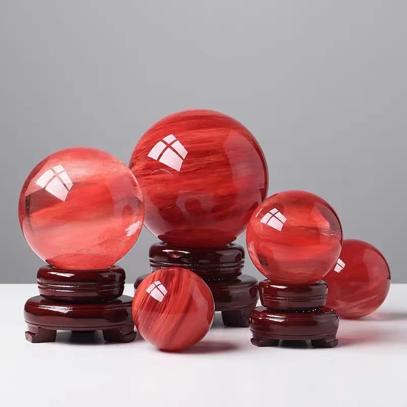 Wholesale Red Smelting Stone Fused Quartz Crystal Sphere