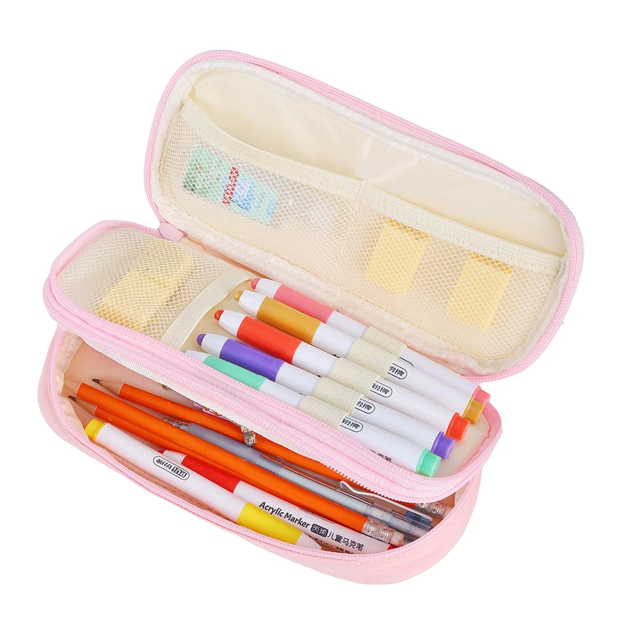 Custom Large Capacity  Storage gift Pen Pouch Canvas school pencil cases & bags Bulk Stationery Holder pouch for girls and boys