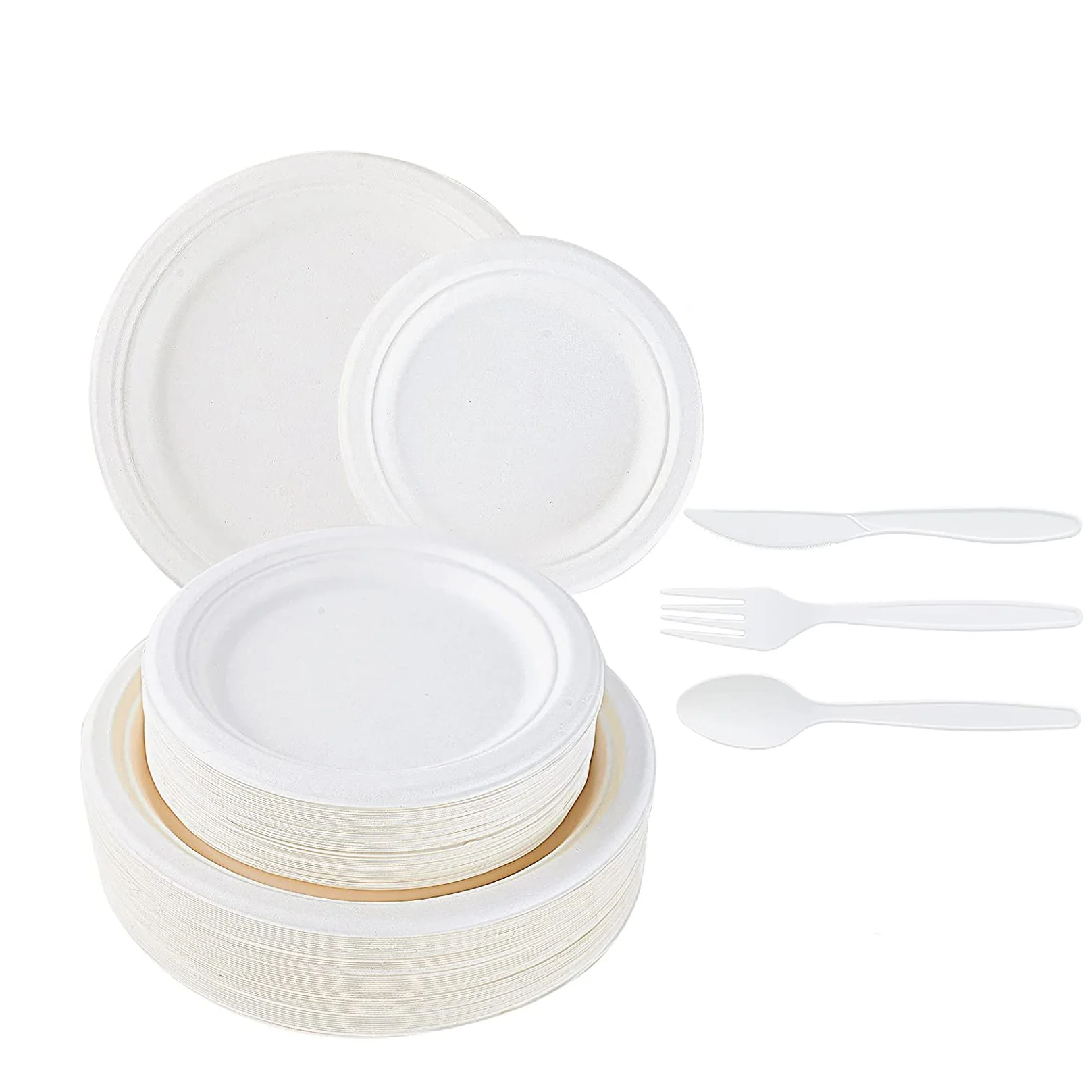 biodegradable reusable pla camping plastic compostable cutlery set with sugarcane bagasse paper plates