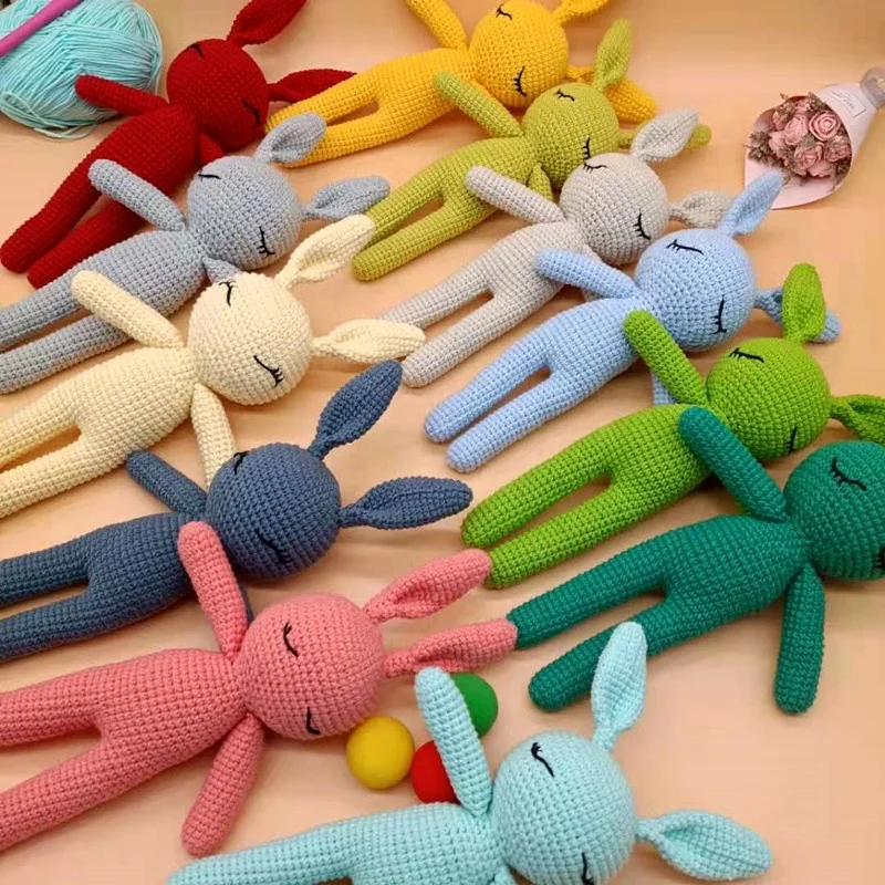A12 WHOLESALE hand crochet bunny doll rabbit style cotton handmade colorful bunny