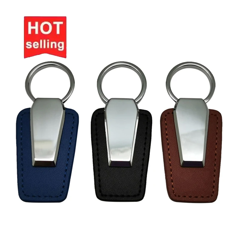Custom Logo Laser Cut Engravable Blank Keychains Key Chains Leather Key Chain Ring Holder For Car Keyrings Leather Keychain