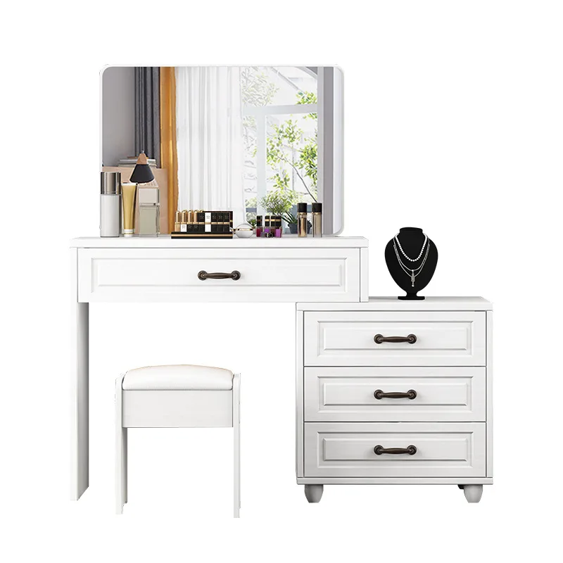 New design French style Dressing Table Makeup Vanity Dressers wooden dressing table with led mirror and drawers in bedroom