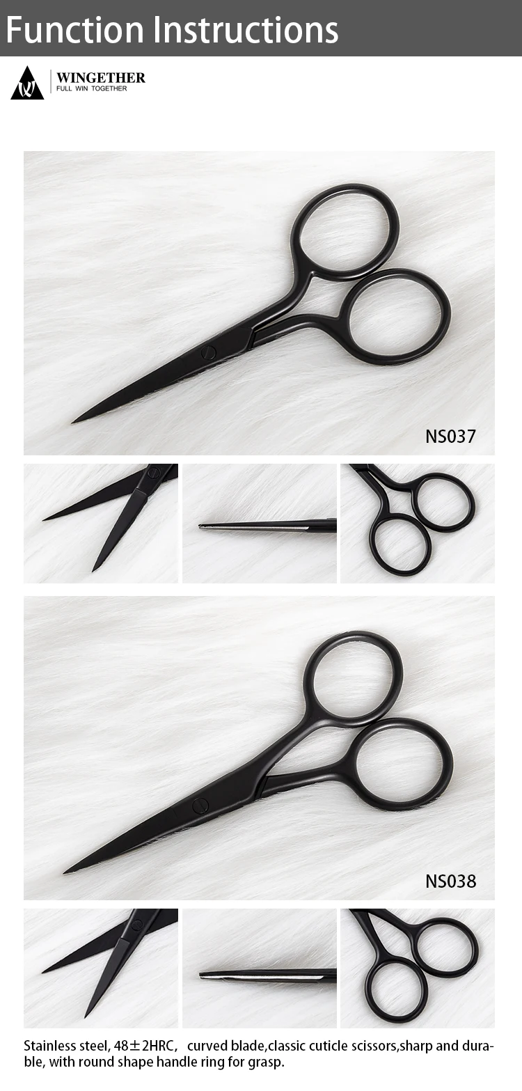 Wingether High Quality Wholesale Manicure Master Scissors Russian Manicure Scissors Litmus Black Scissors