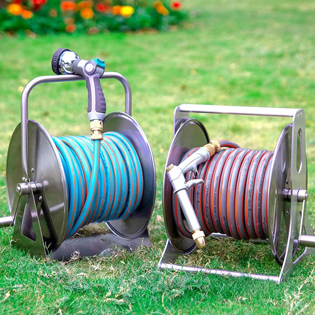 Professional 30m 40m Portable Wall Mounted Garden Hose Pipe Reel Hose Reel In Metal