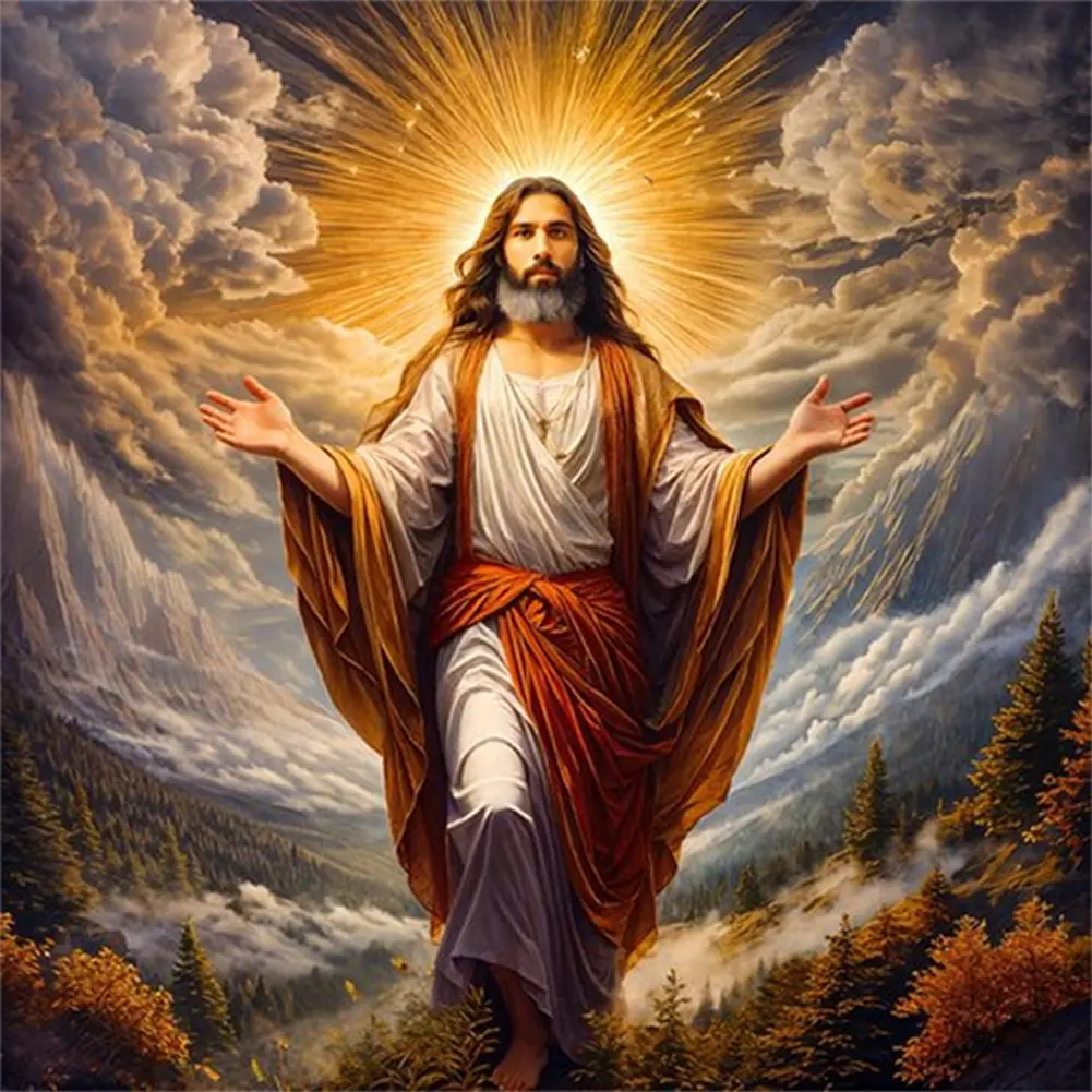 1PC 30x 30cm/11.8x 11.8in DIY 5D Diamond Embroidery Jesus Cloud Full Diamond Art Picture Wall Decoration Craft Beginners Gift