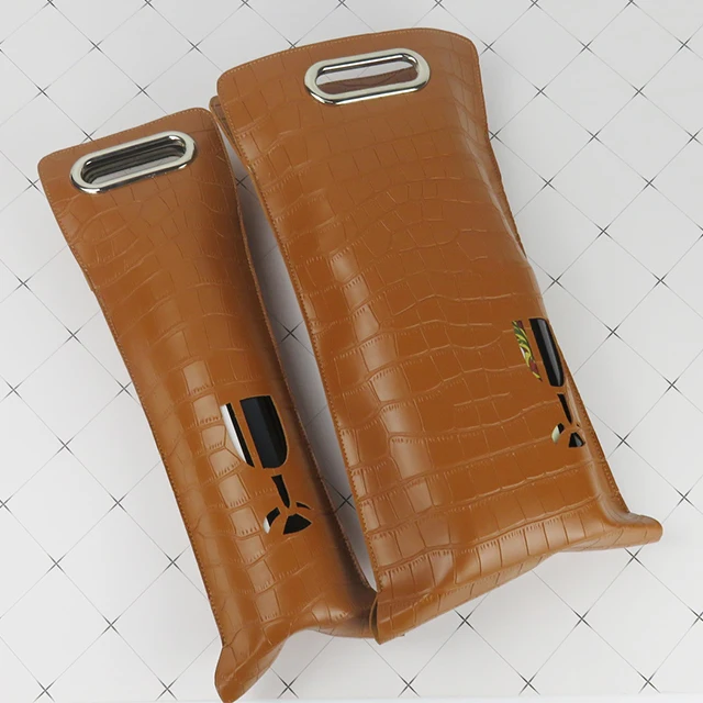 Custom Logo Gift Bottle Crocodile Pattern Sublimation PVC Leather Wine Bag